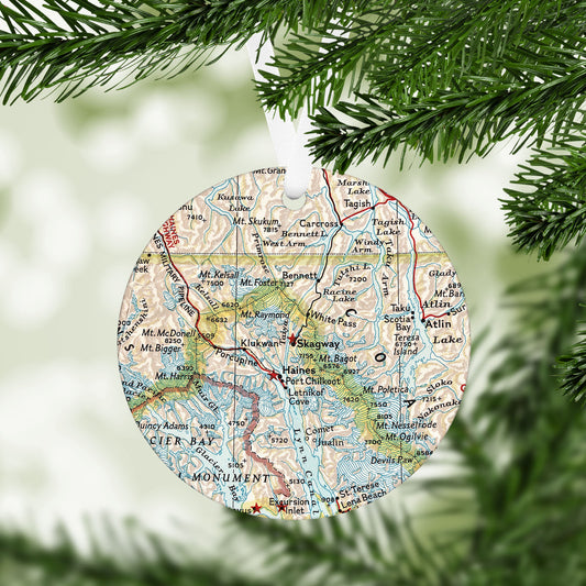 Skagway Alaska Vintage Map Ornament