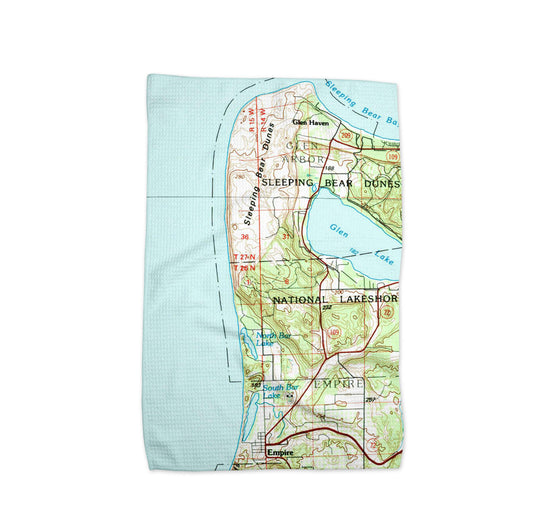 Sleeping Bear Dunes Michigan Vintage Map Kitchen Towel