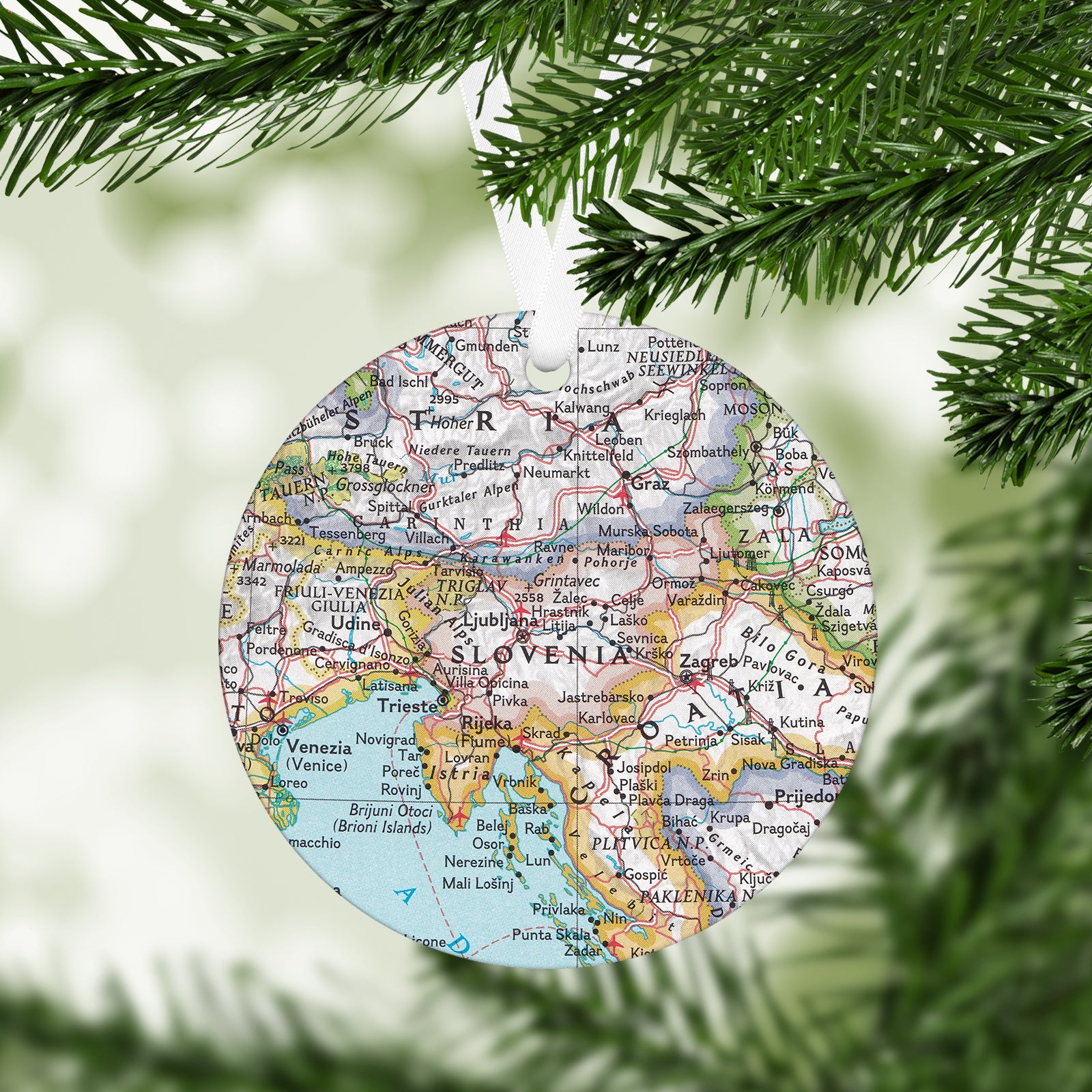 Slovenia Vintage Map Ornament