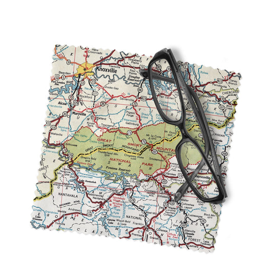 Smoky Mountains National Park Map Lens Cloth | Smoky Mountains Microfiber Glasses Cleaner | Travel Gift