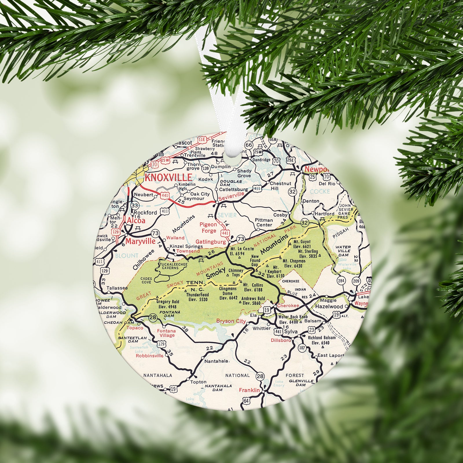 Great Smoky Mountains National Park Vintage Map Ornament