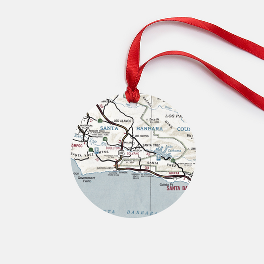 Solvang California Vintage Map Ornament