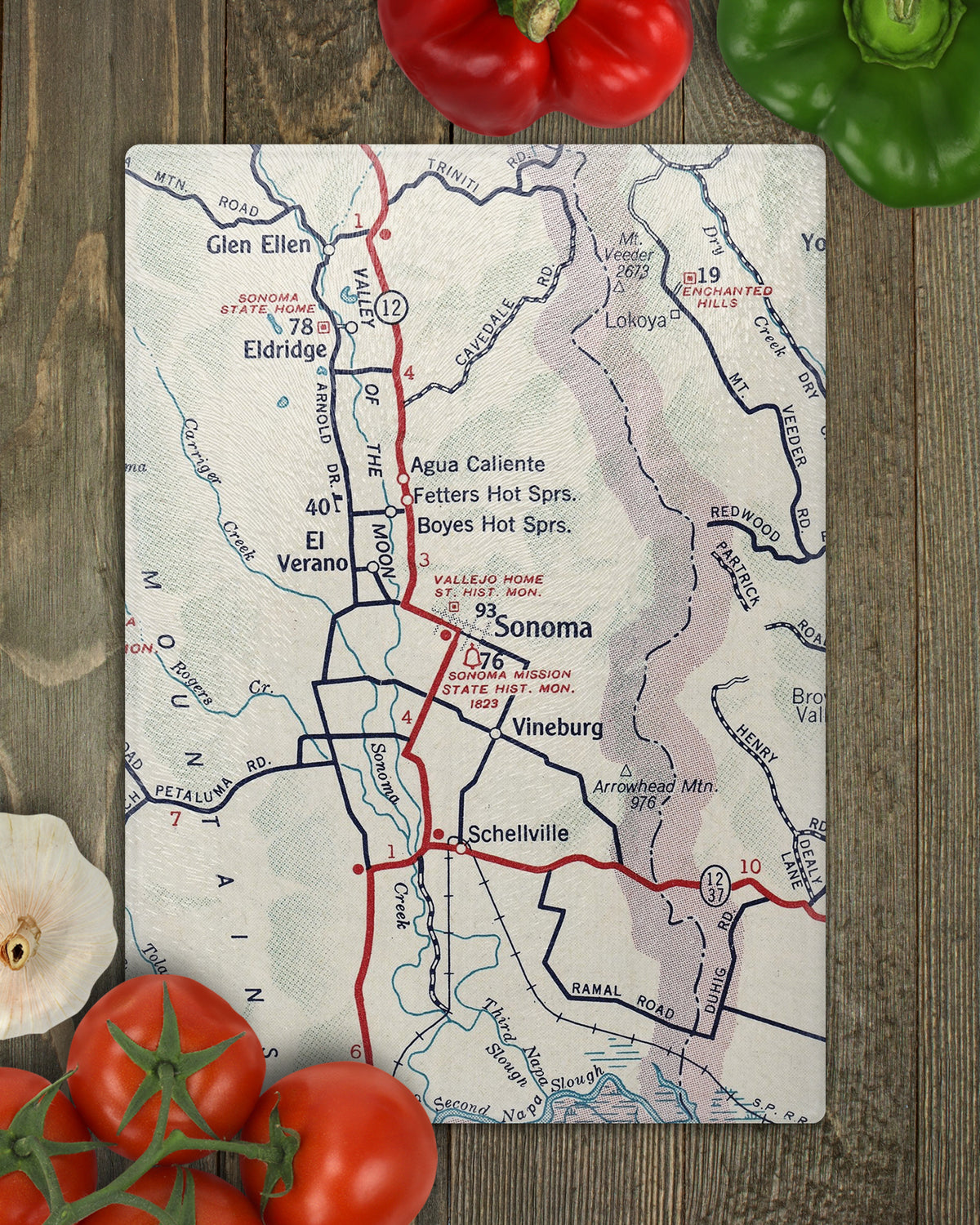 Sonoma California Vintage Map Cutting Board Charcuterie