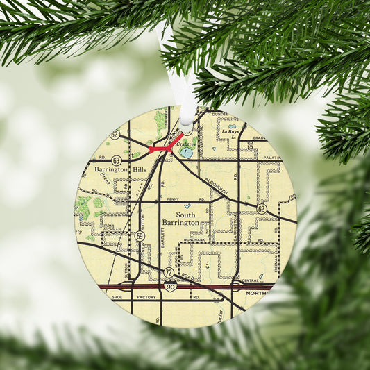 South Barrington Illinois Vintage Map Ornament