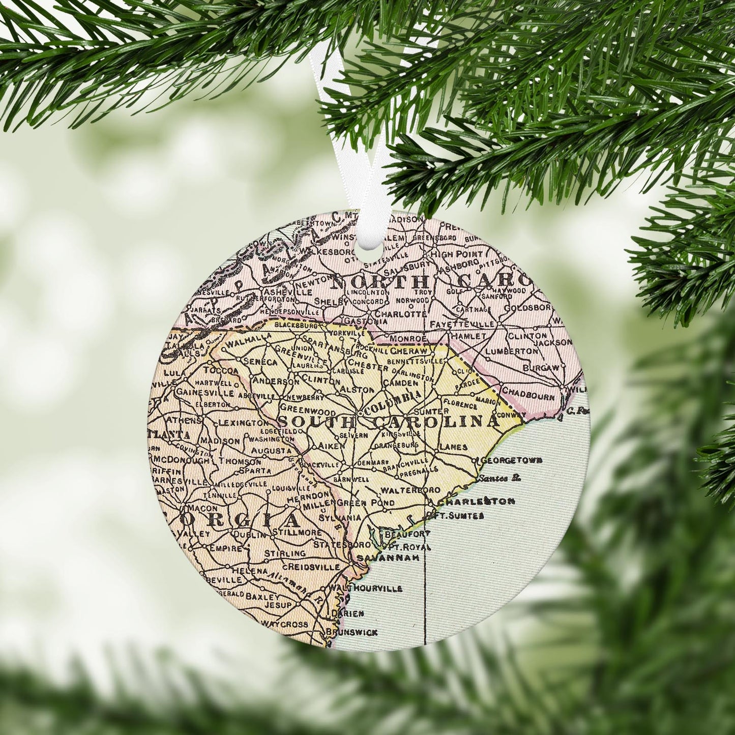 South Carolina Vintage Map Ornament