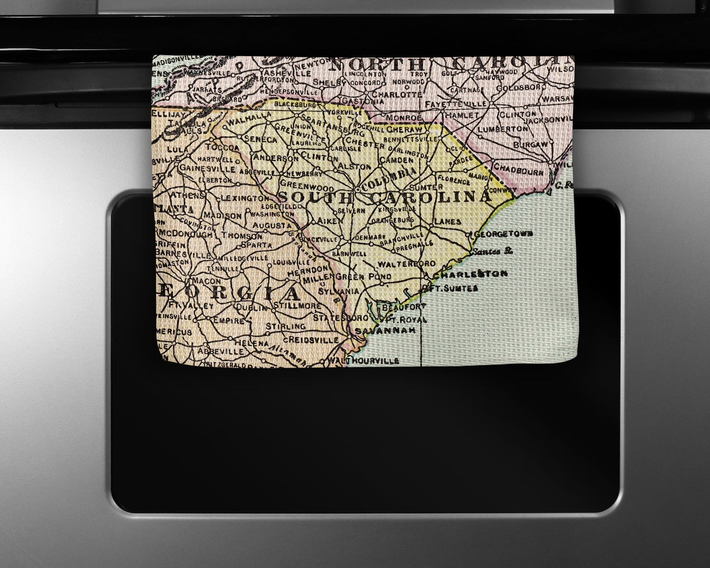 South Carolina Map Tea Towel | Waffle-Weave Kitchen Towel Gift