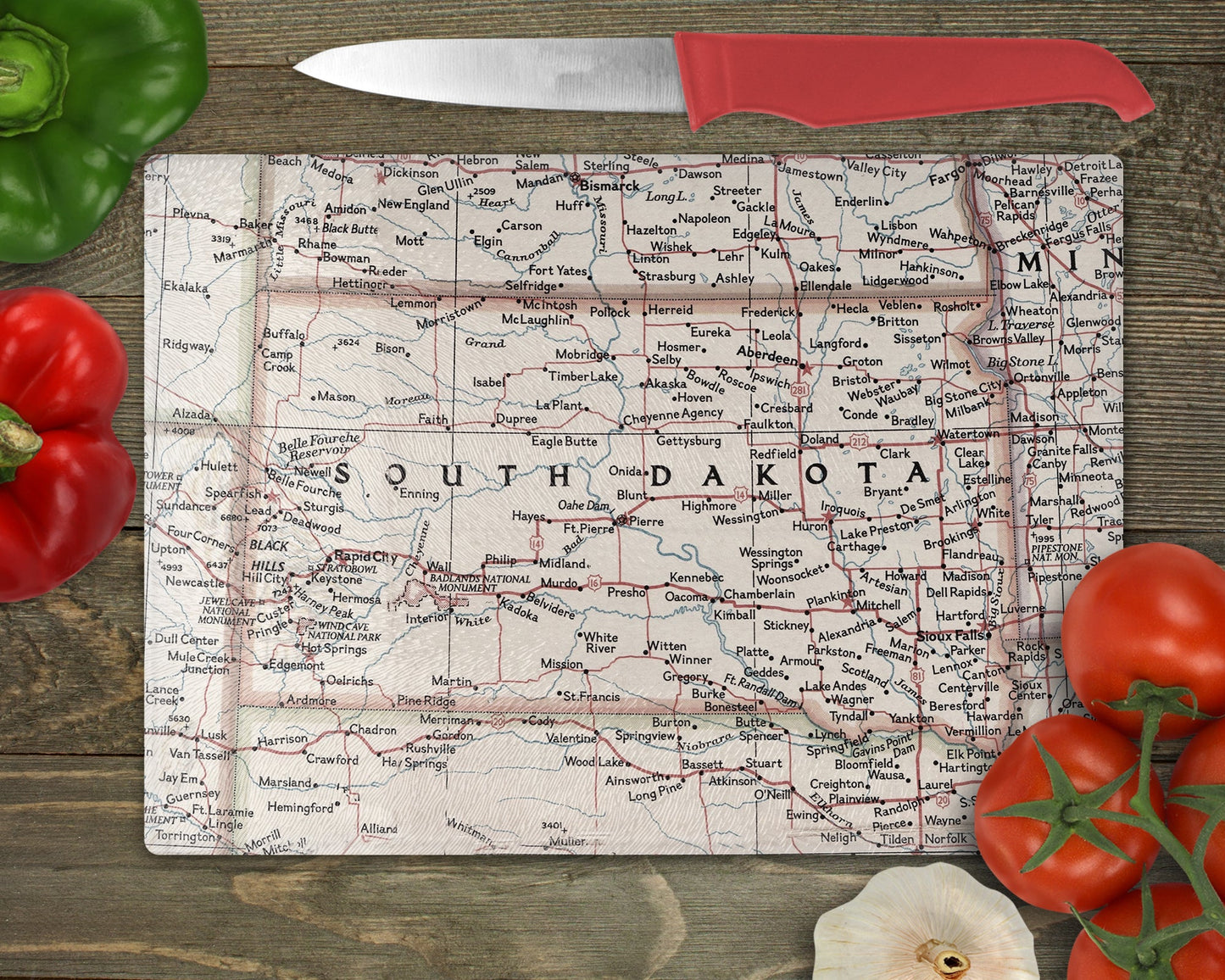 South Dakota Map Cutting Board | Travel Gift | Kitchen Decor