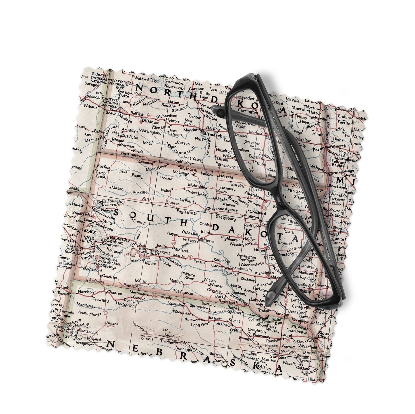 South Dakota Map Lens Cloth | South Dakota Microfiber Glasses Cleaner | Travel Gift