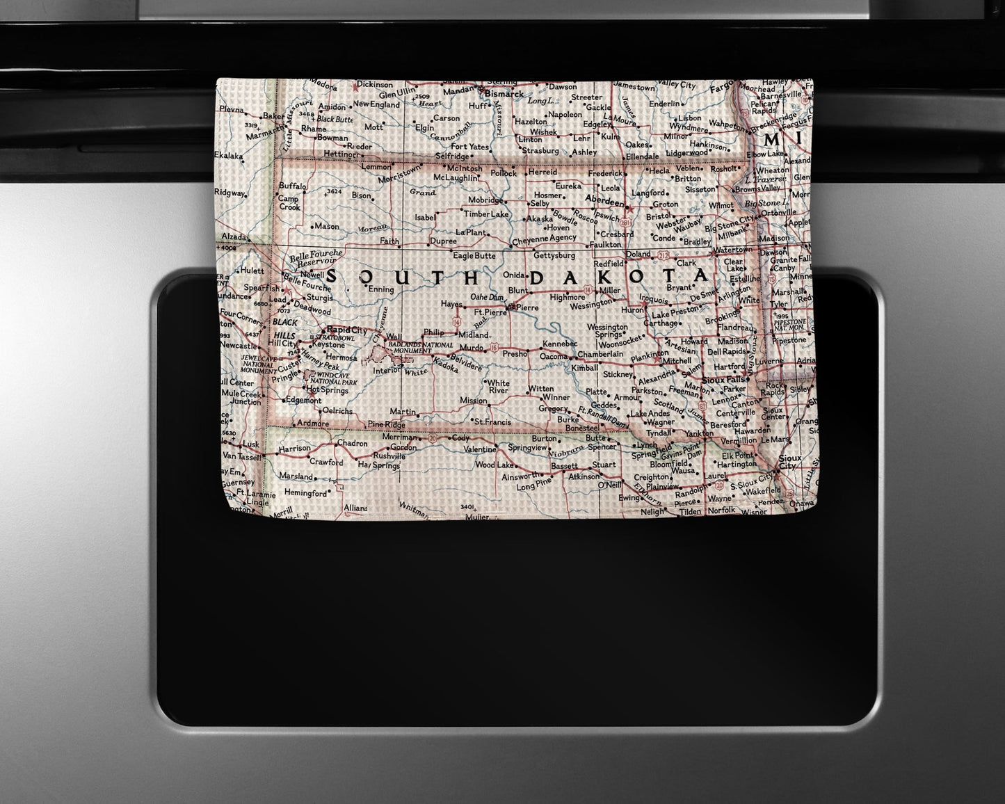 South Dakota Map Tea Towel | Waffle-Weave Kitchen Towel Gift