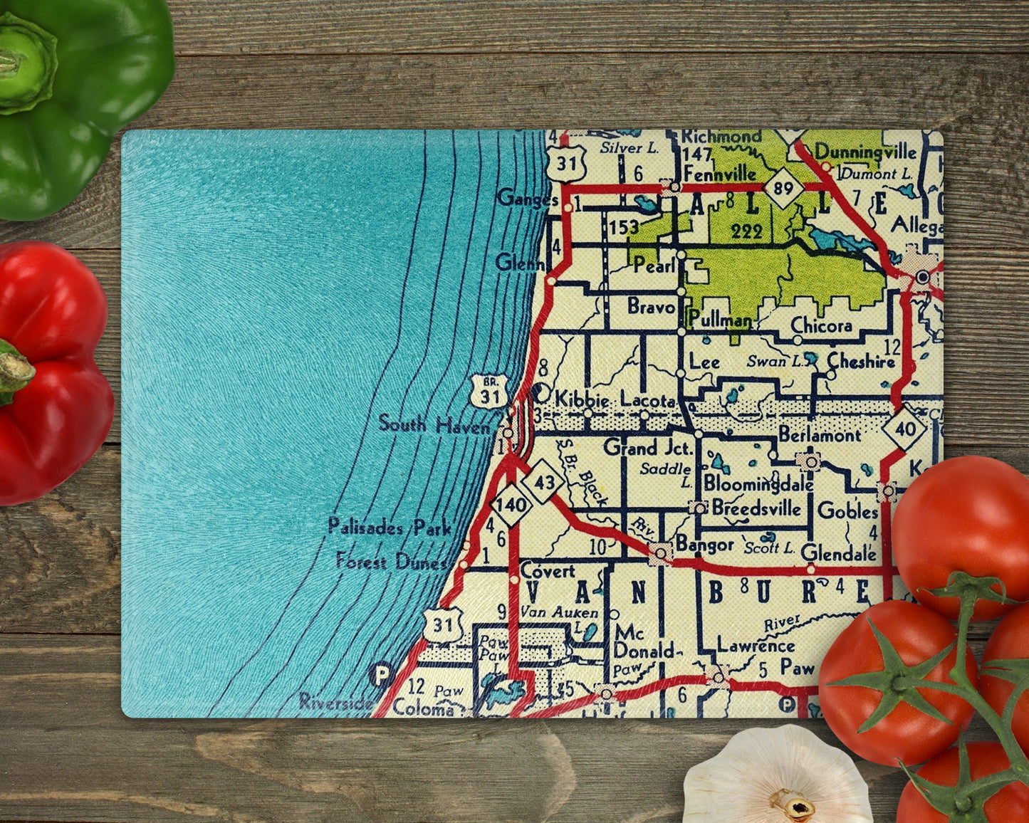 South Haven Michigan Map Cutting Board | Travel Gift | Kitchen Decor