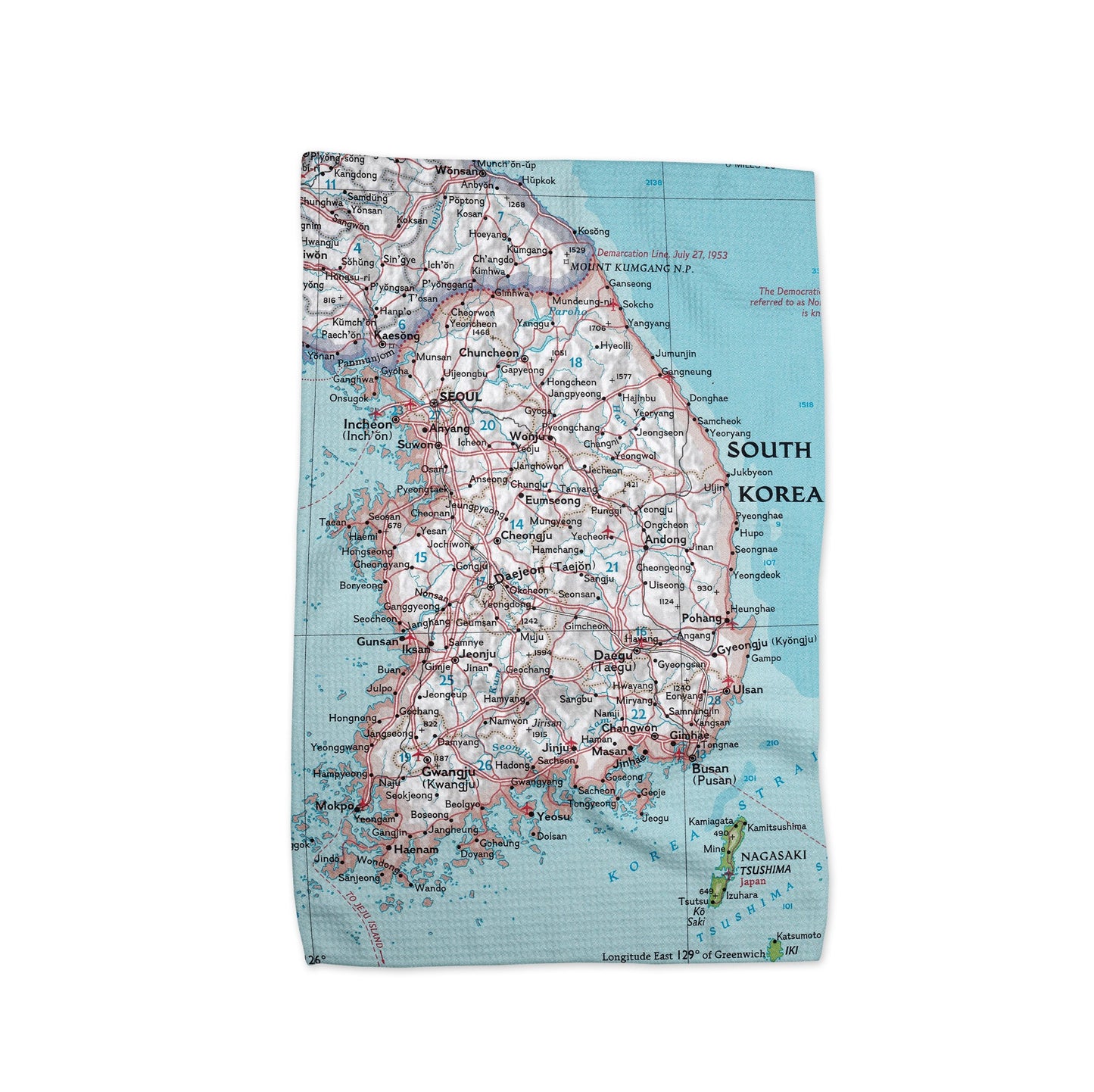 South Korea Map Tea Towel | Waffle-Weave Kitchen Towel Gift