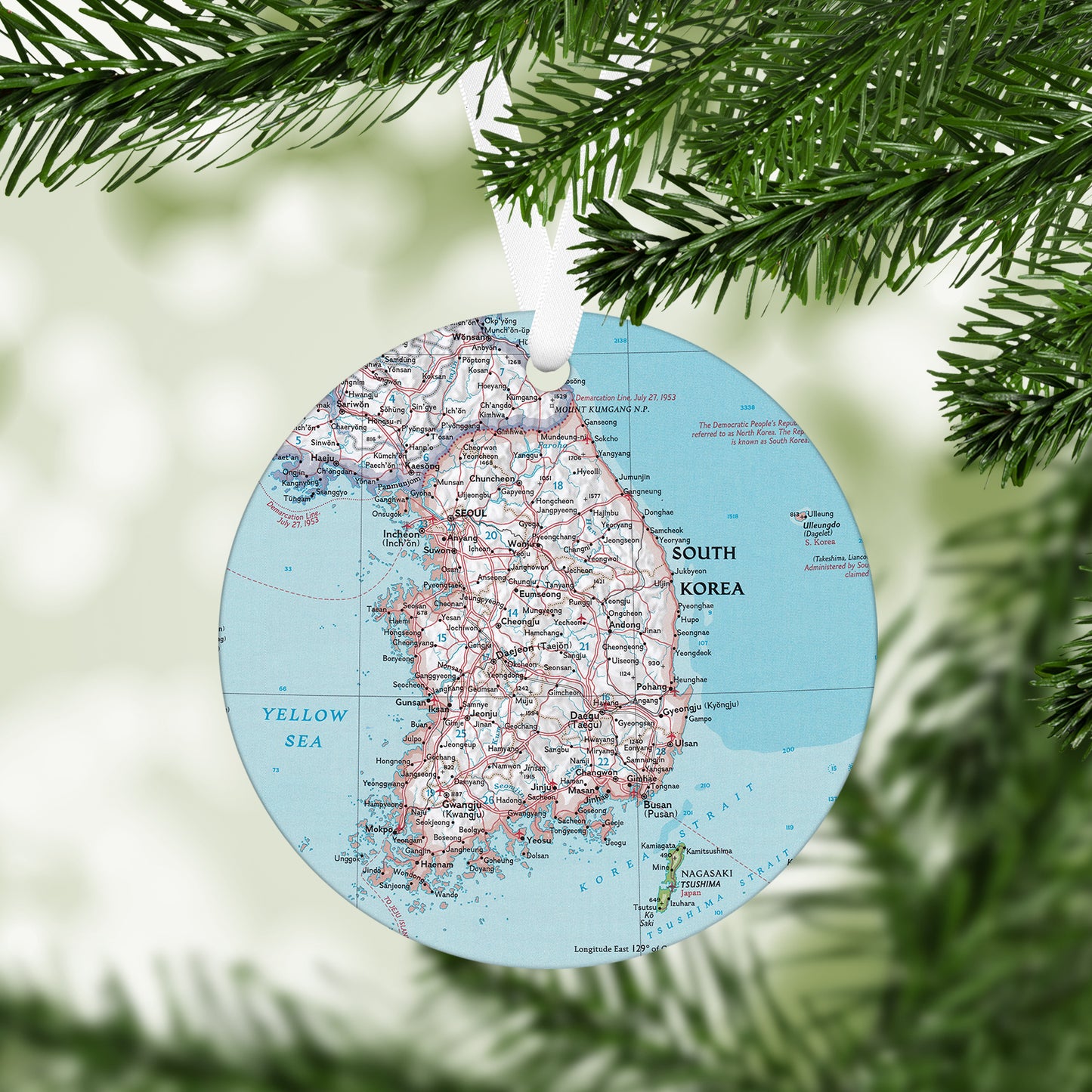 South Korea Vintage Map Ornament