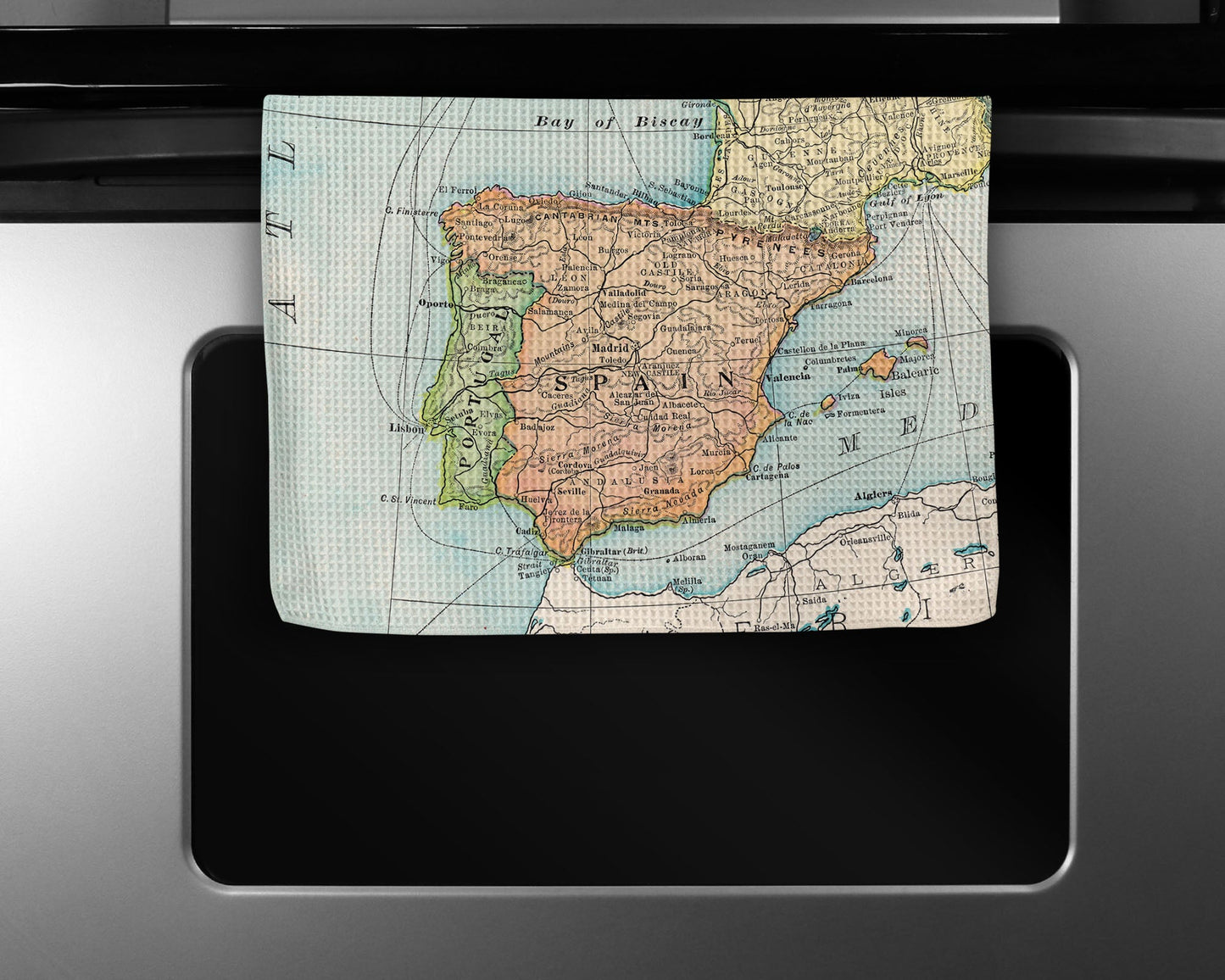 Spain Map Tea Towel | Waffle-Weave Kitchen Towel Gift