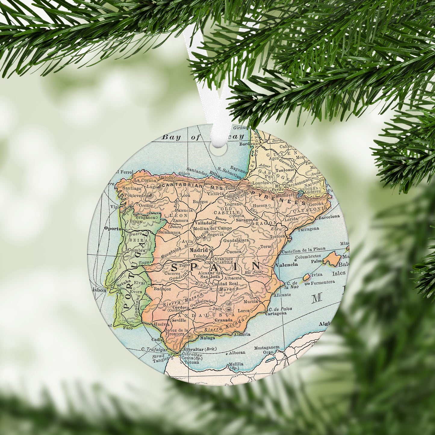 Spain Vintage Map Ornament