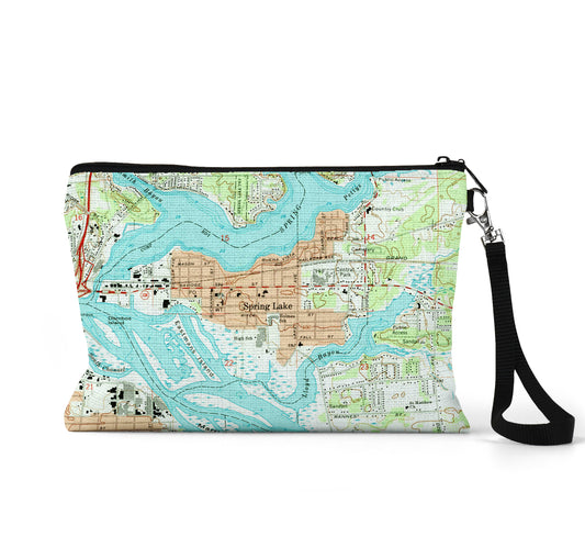 Spring Lake Michigan map wristlet travel pouch