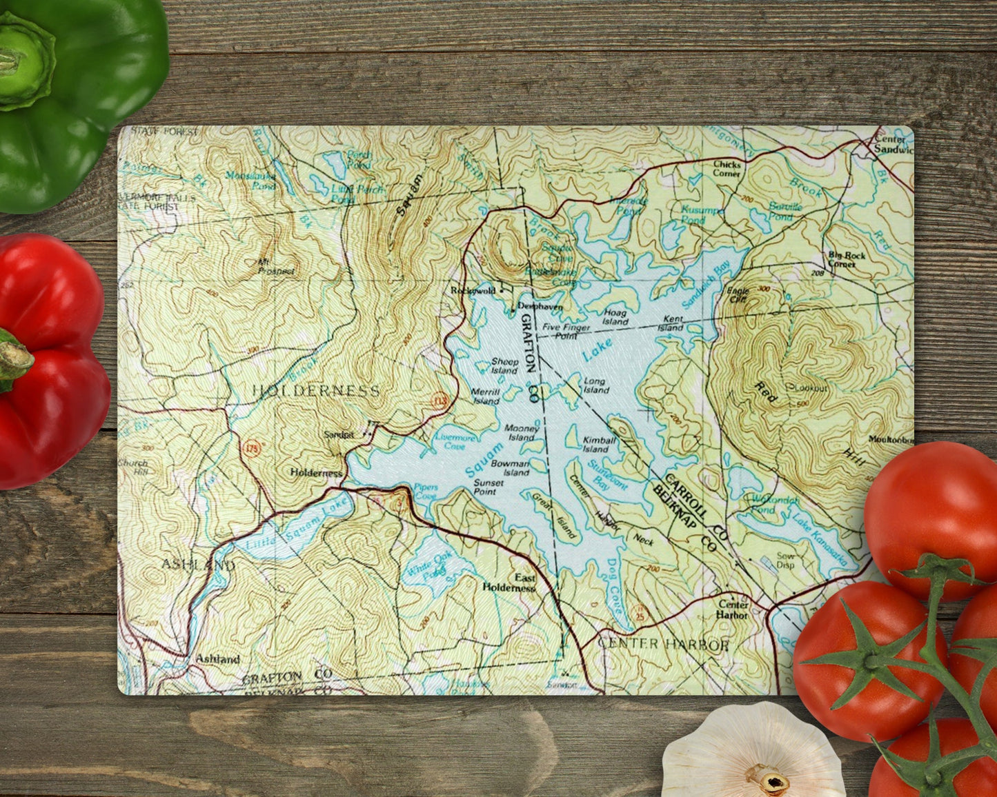 Squam Lake New Hampshire Map Cutting Board | Travel Gift | Kitchen Decor