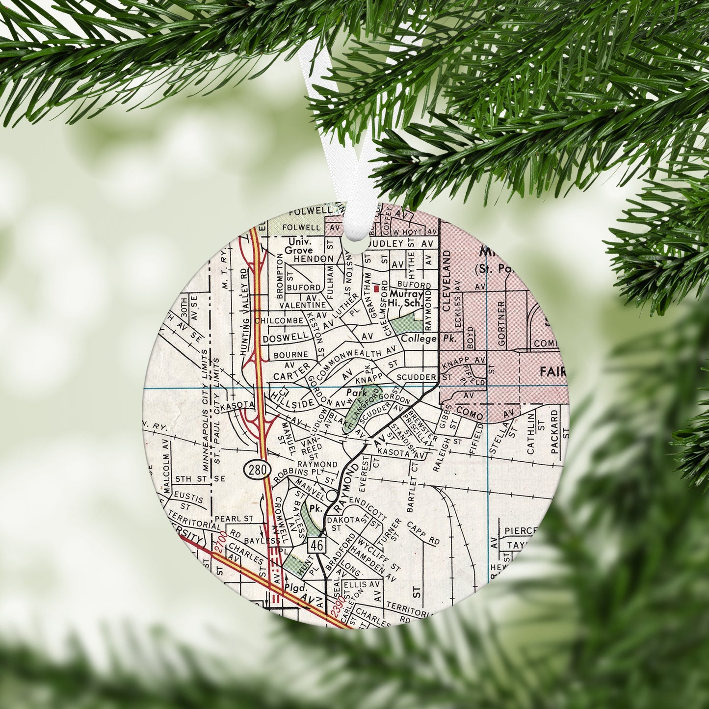 St Anthony Park Minnesota Vintage Map Ornament