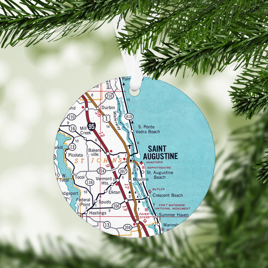 St Augustine Florida Vintage Map Ornament