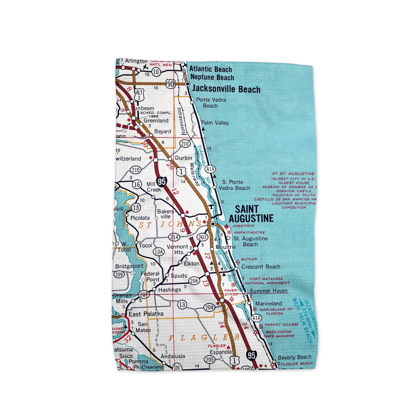 St Augustine Florida Vintage Map Kitchen Towel