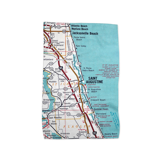 St Augustine Florida Vintage Map Kitchen Towel