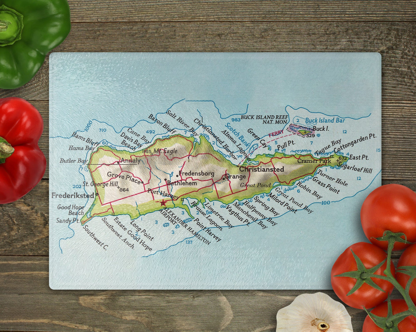 St Croix Map Cutting Board | Travel Gift | Kitchen Decor