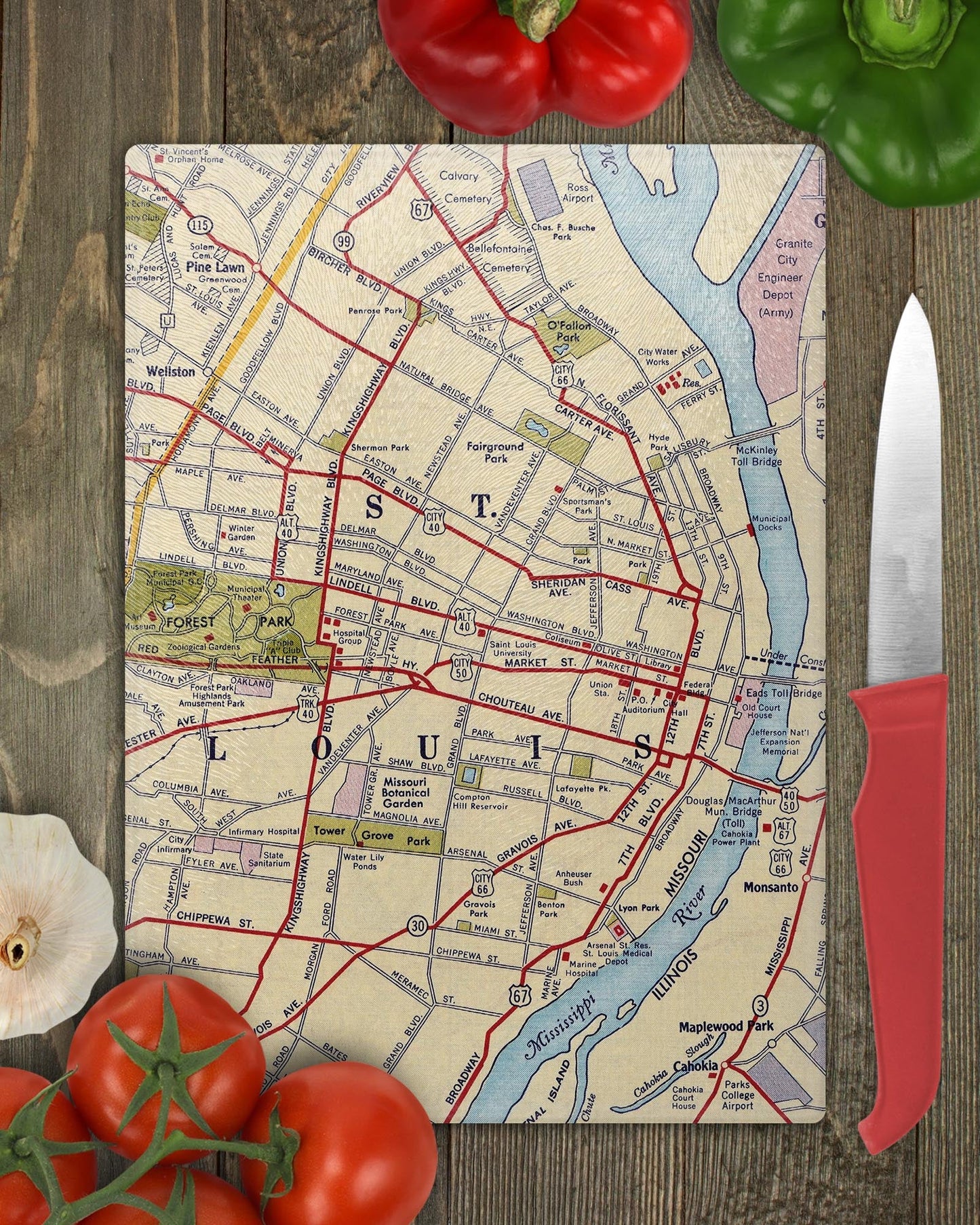 St Louis Missouri Map Cutting Board | Travel Gift | Kitchen Decor