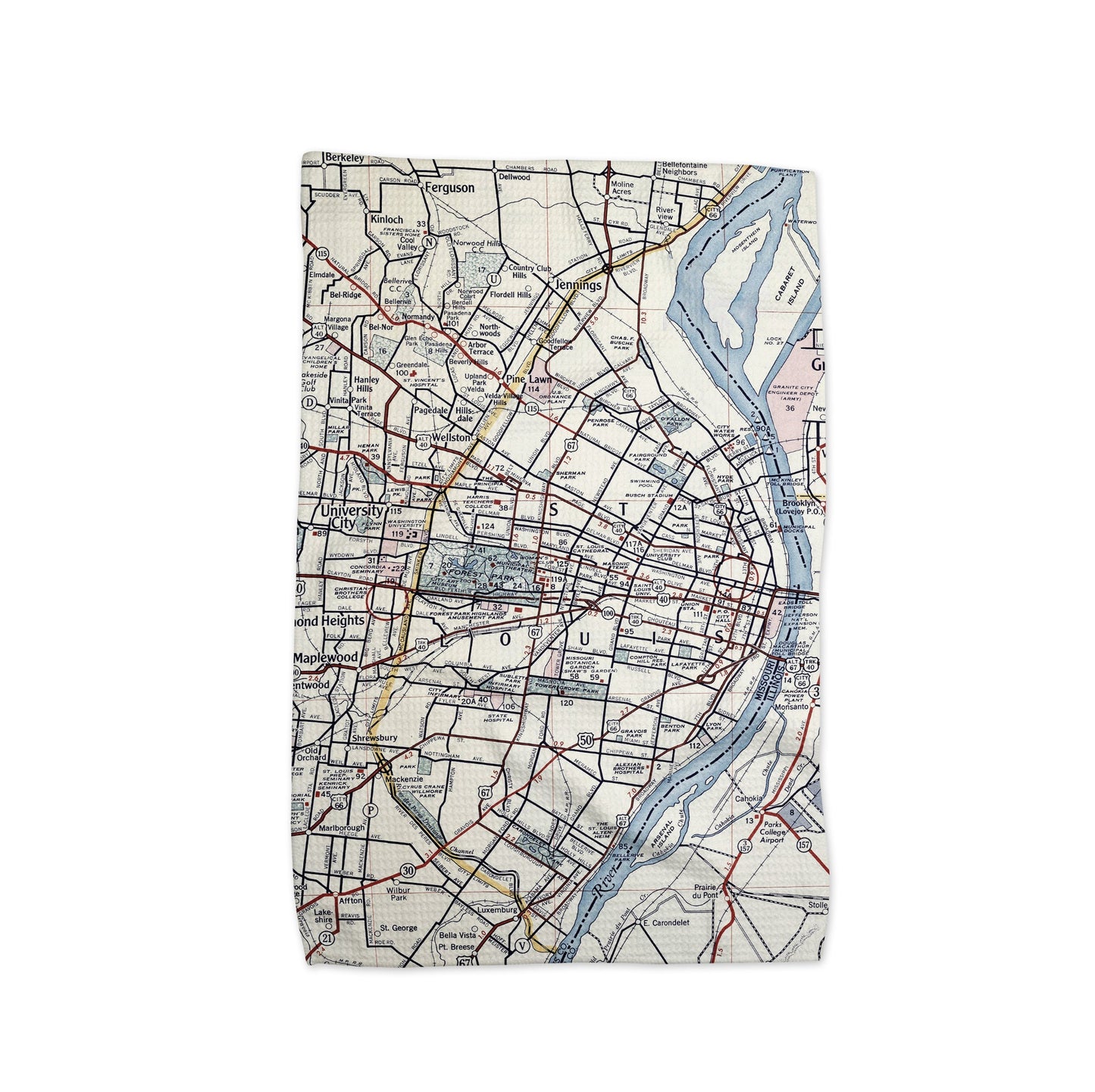 St Louis Missouri Map Tea Towel | Waffle-Weave Kitchen Towel Gift