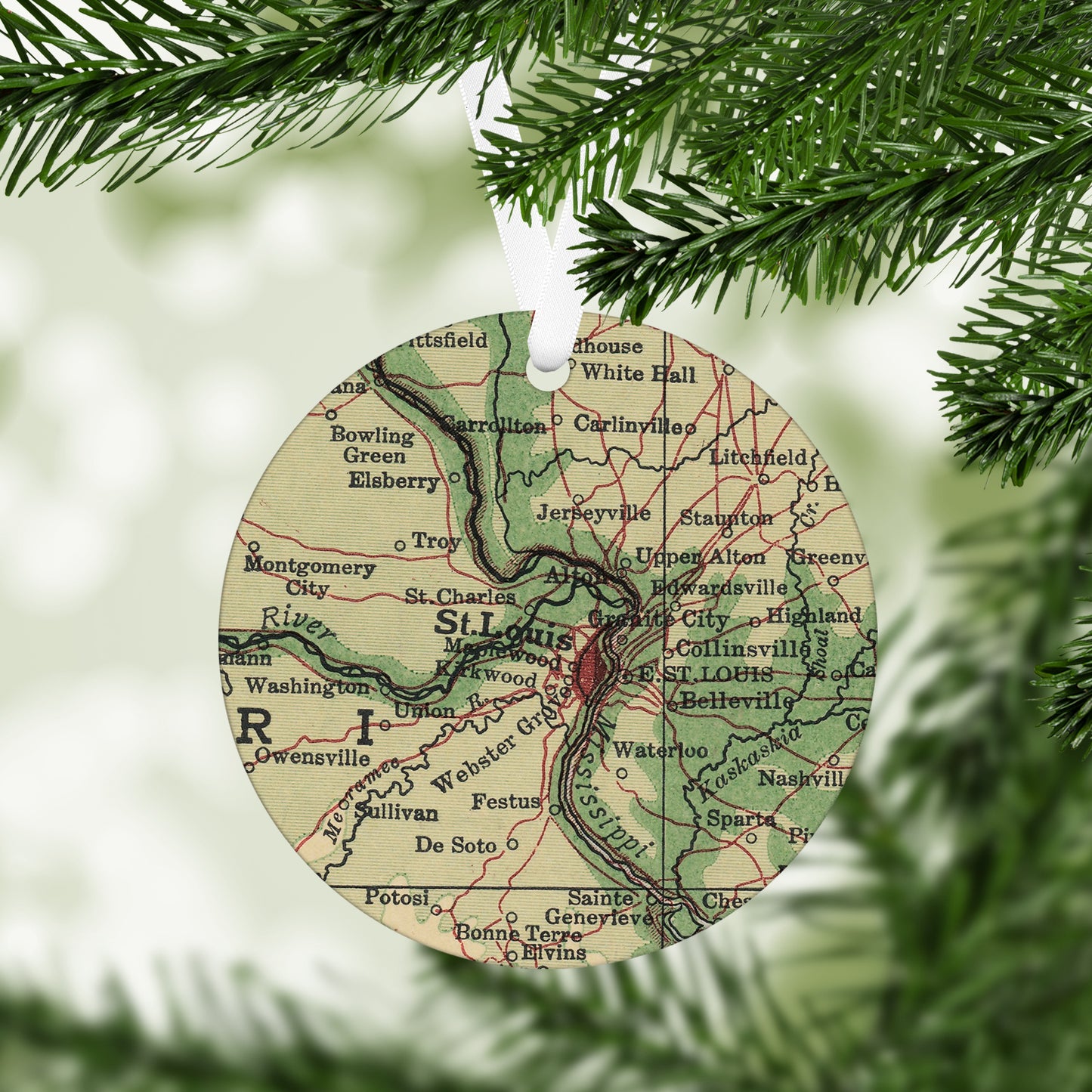 St Louis Missouri Vintage Map Ornament