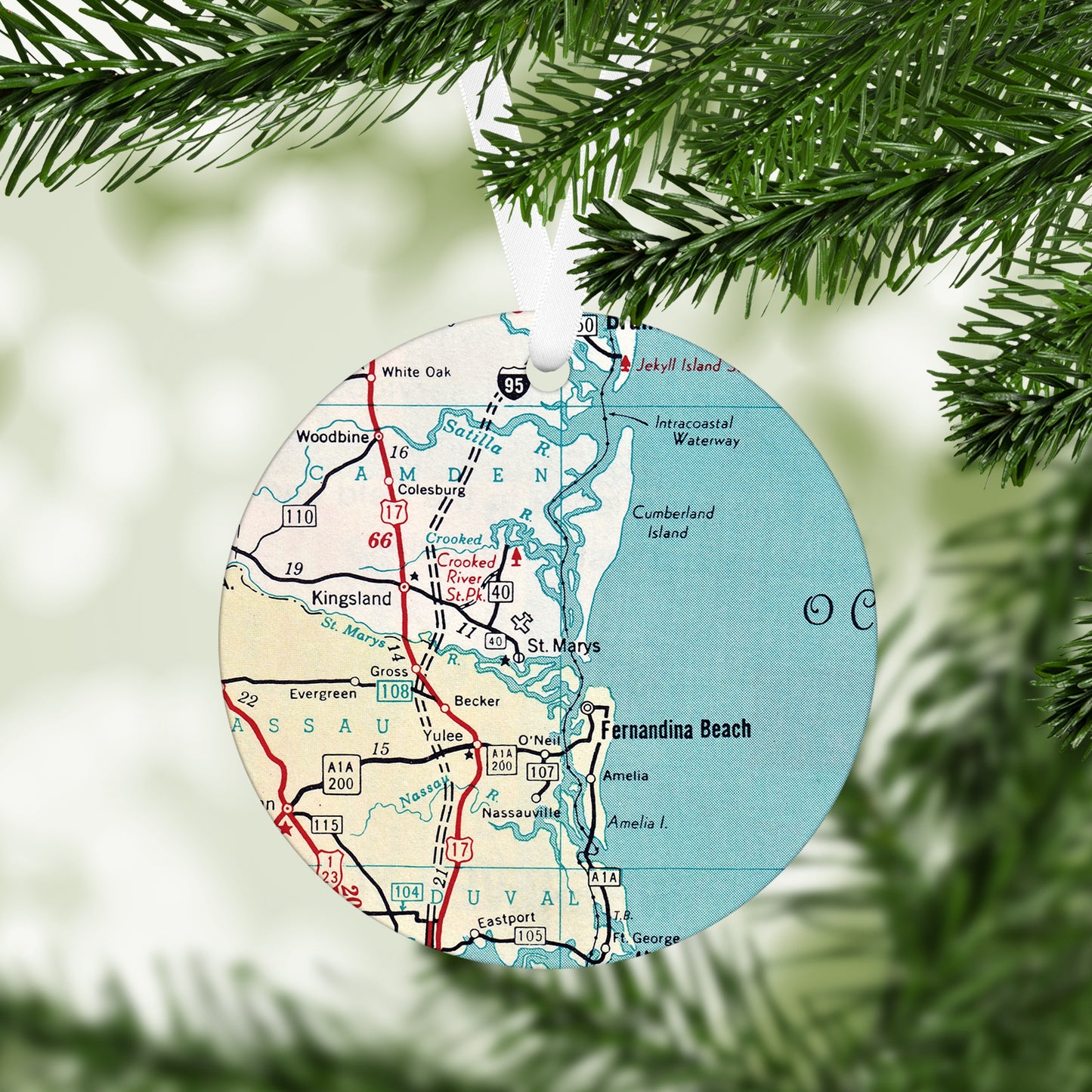 St Marys Georgia Vintage Map Ornament