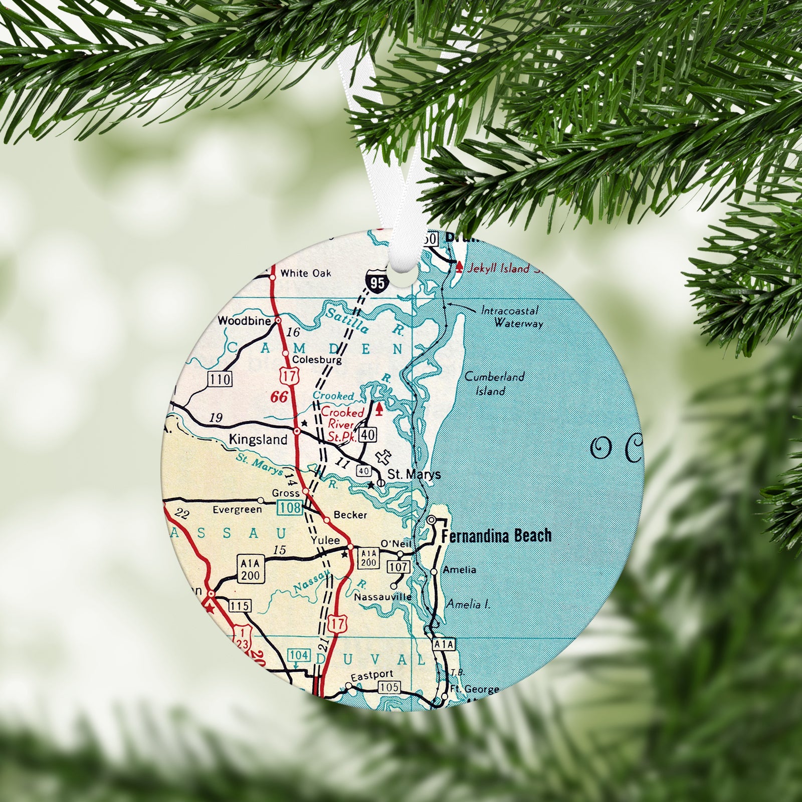 St Marys Georgia Vintage Map Ornament