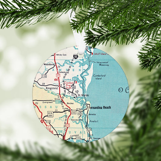 St Marys Georgia Vintage Map Ornament