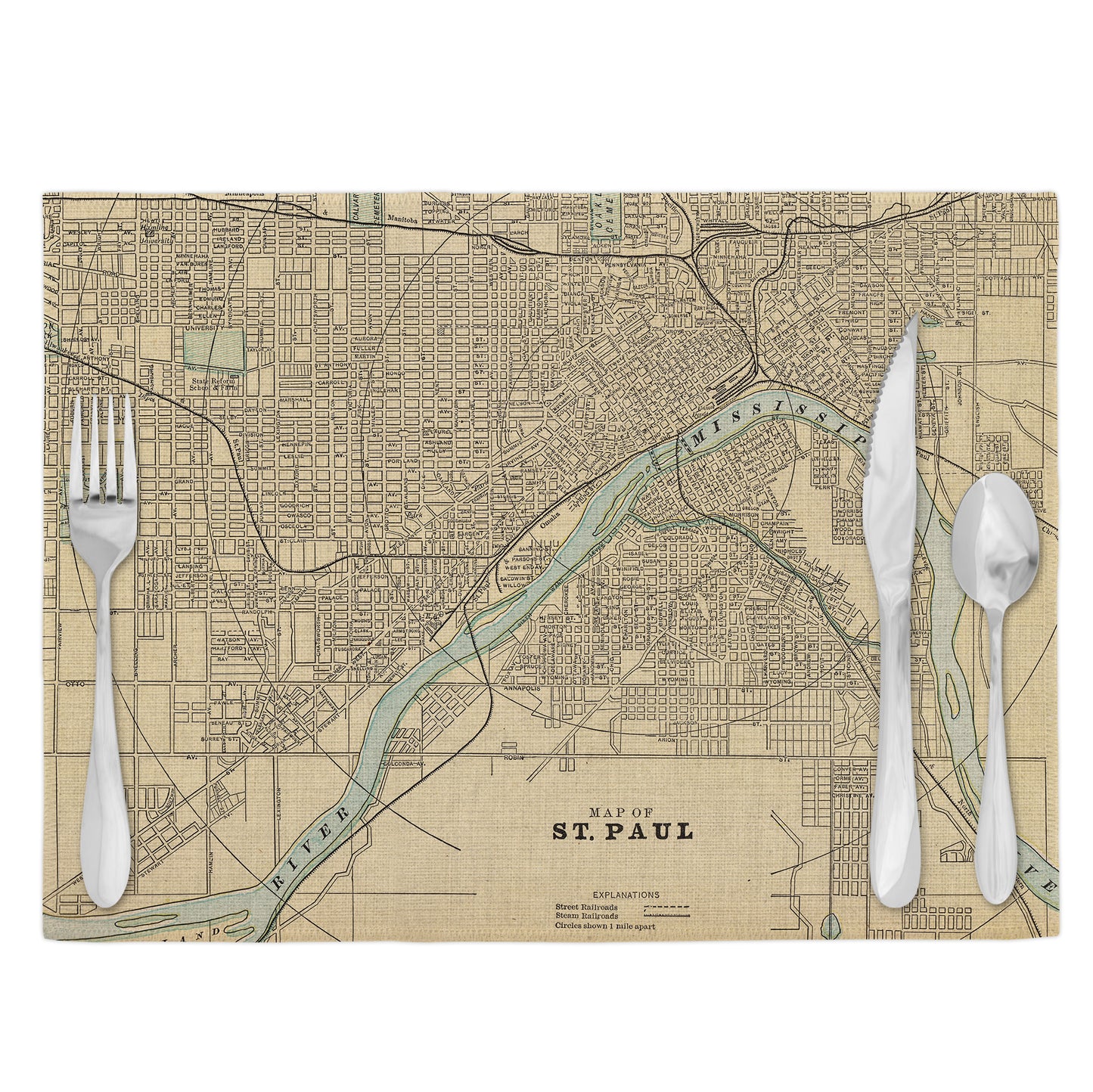 St Paul Minnesota Vintage Map Placemats Set of 4