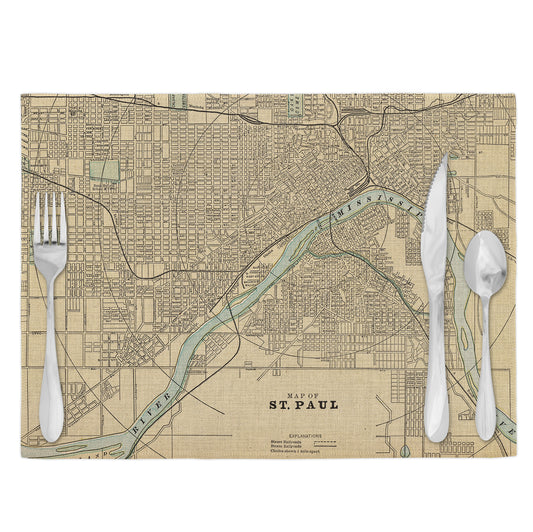 St Paul Minnesota Vintage Map Placemats Set of 4