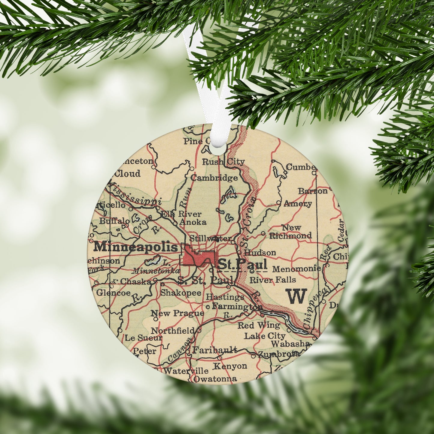 St Paul Minnesota Vintage Map Ornament