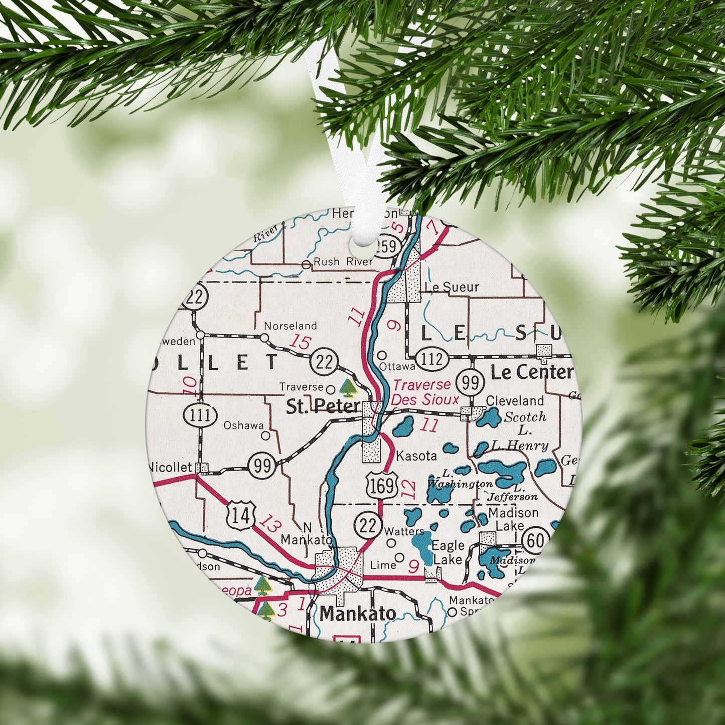 St Peter Minnesota Vintage Map Ornament