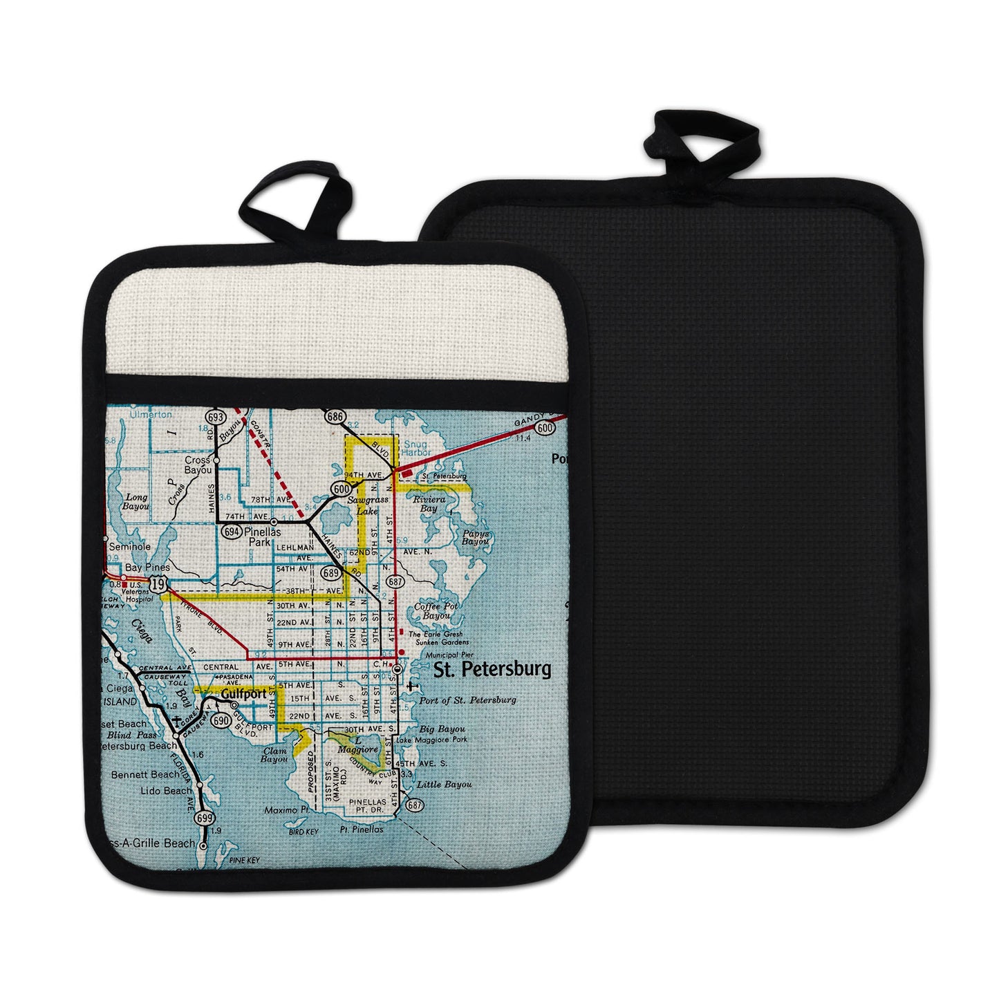 St Petersburg Florida vintage map hot pad kitchen decor