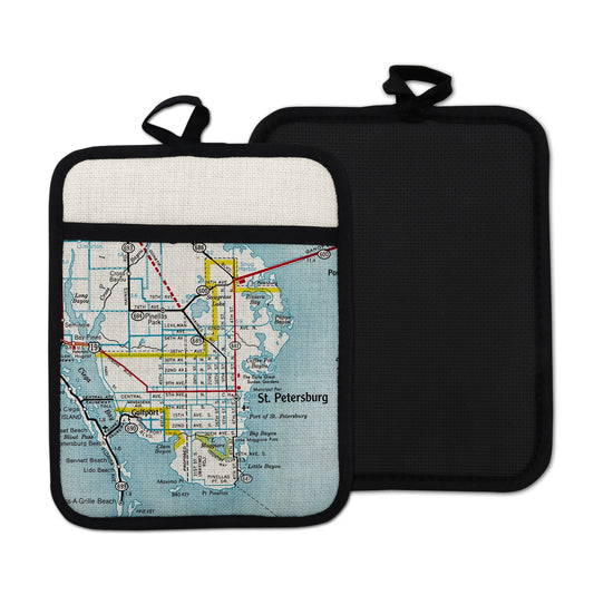 St Petersburg Florida vintage map hot pad kitchen decor
