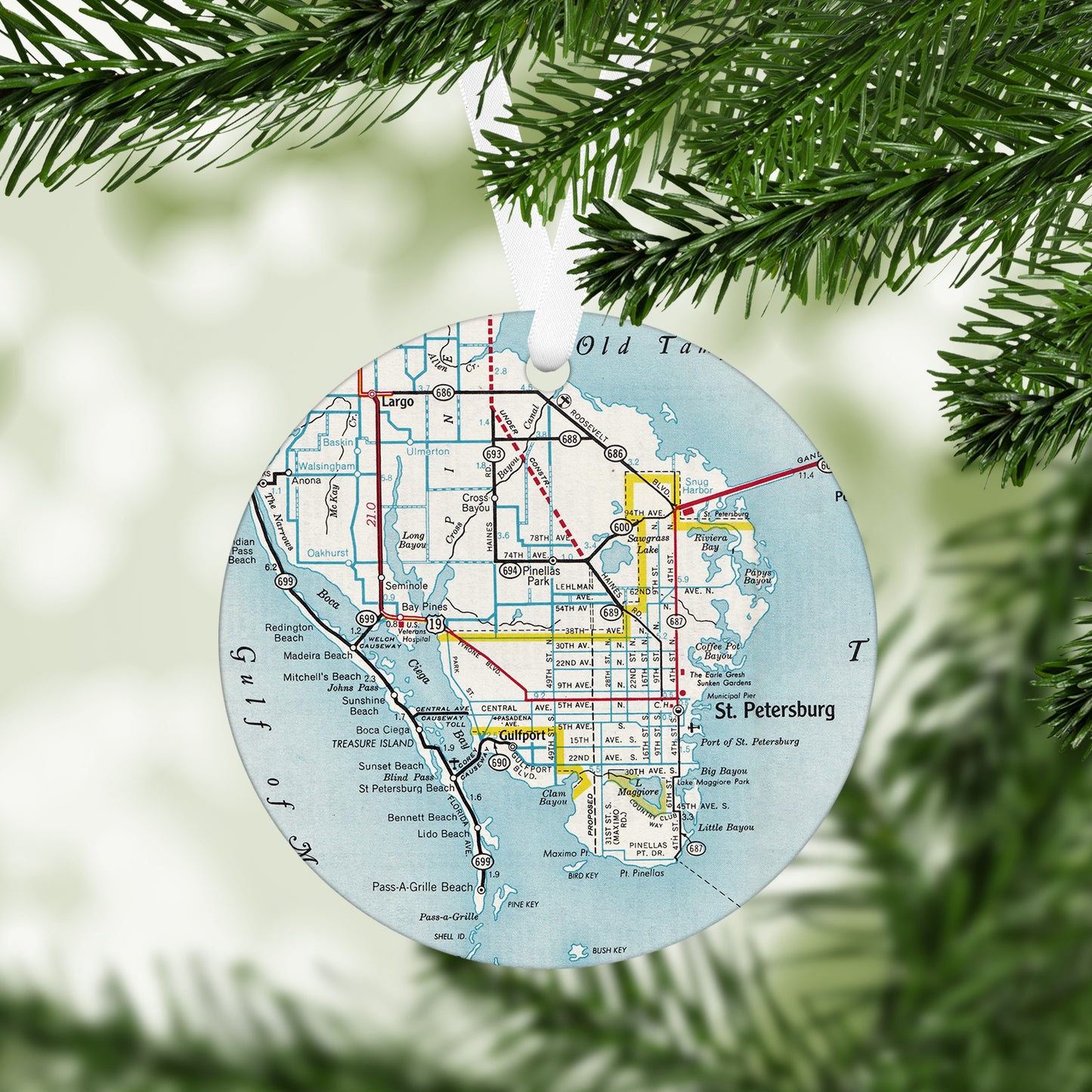 St Petersburg Florida Vintage Map Ornament