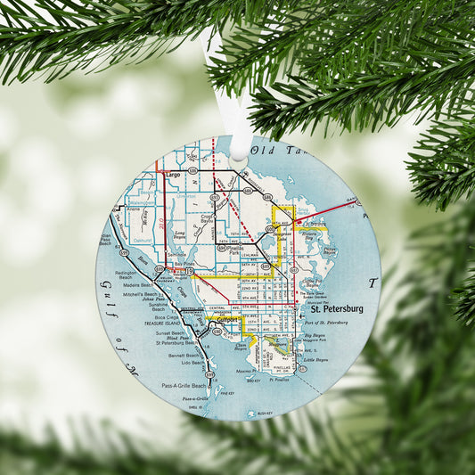 St Petersburg Florida Vintage Map Ornament