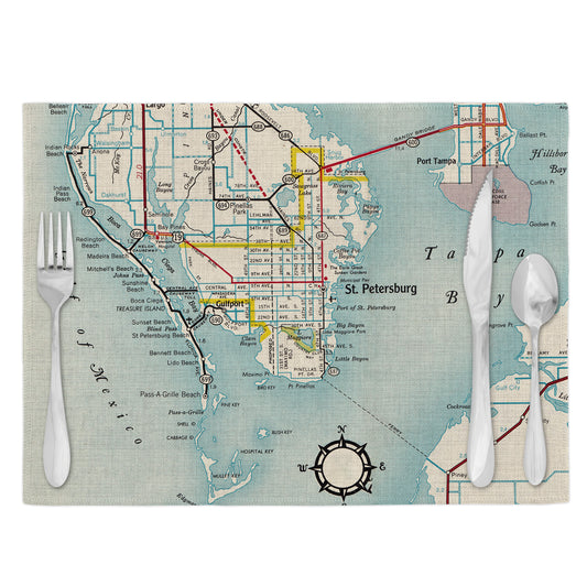 St Petersburg Florida Vintage Map Placemats Set of 4