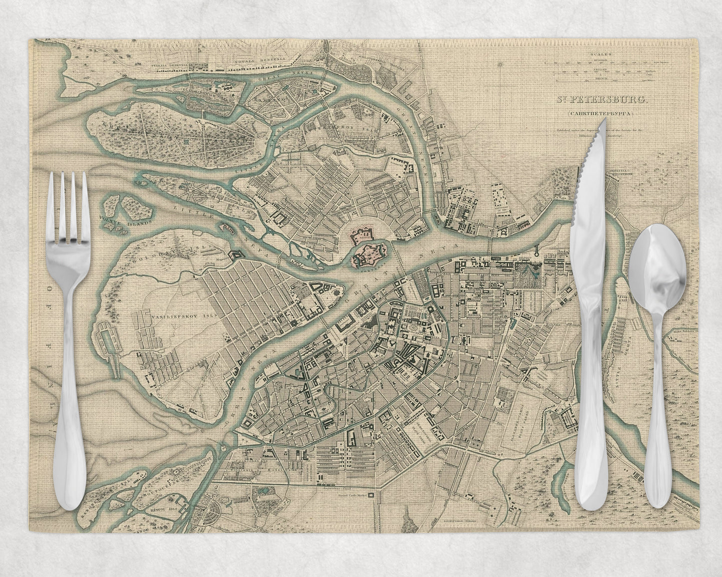 St Petersburg Russia Vintage Map Placemats Set of 4