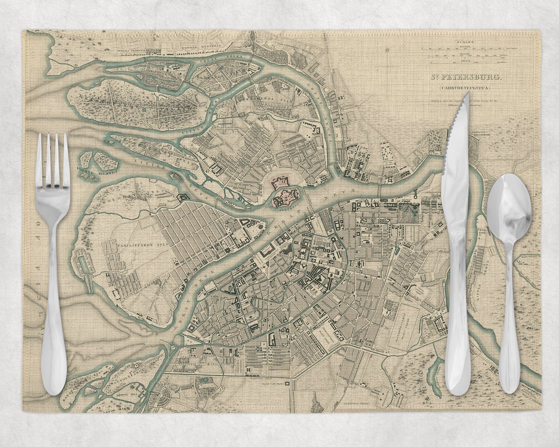 St Petersburg Russia Vintage Map Placemats Set of 4