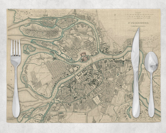 St Petersburg Russia Vintage Map Placemats Set of 4