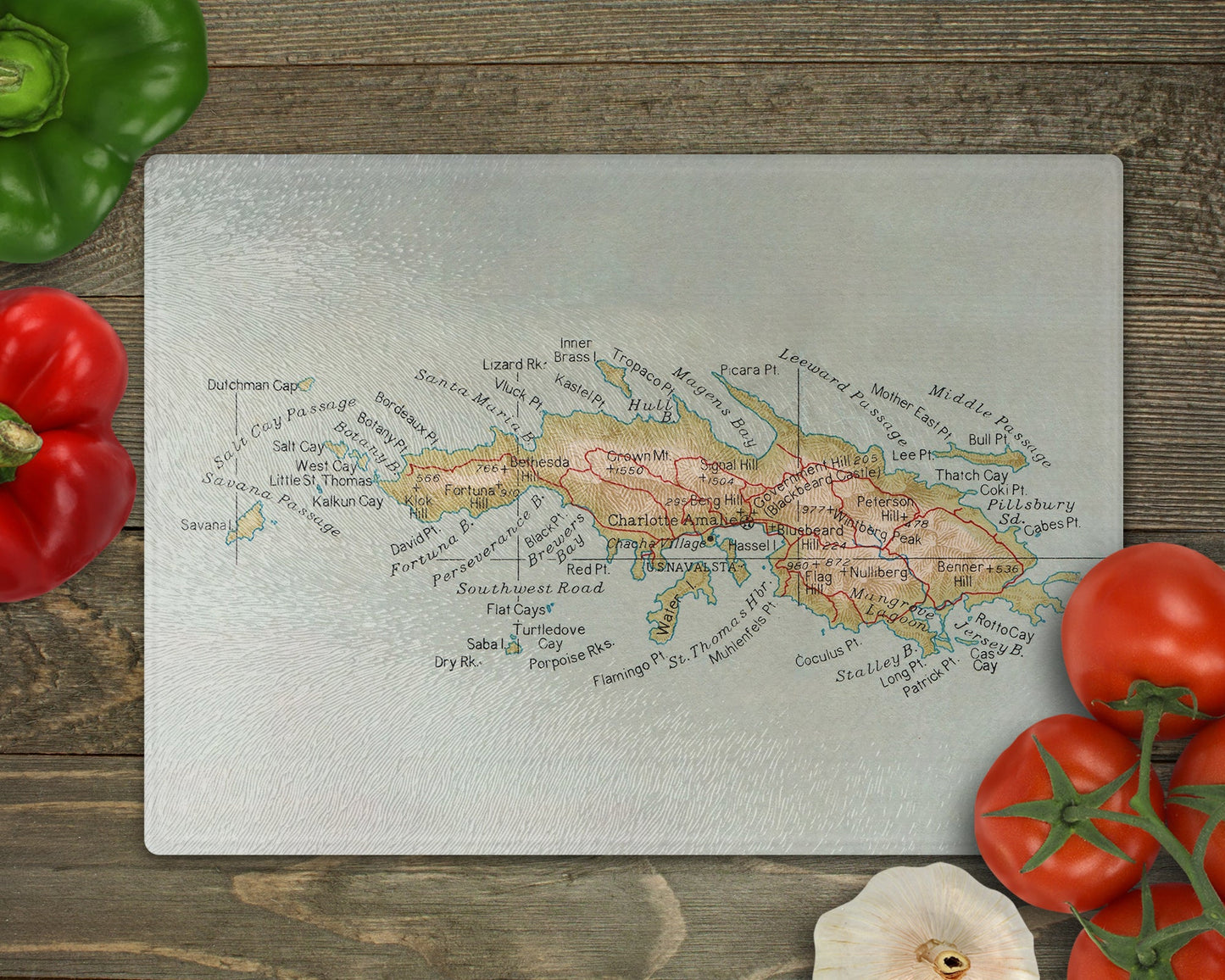 St Thomas USVI Map Cutting Board | Travel Gift | Kitchen Decor