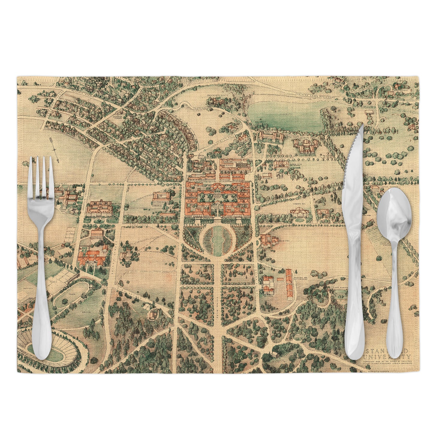 Stanford University Vintage Map Placemats Set of 4