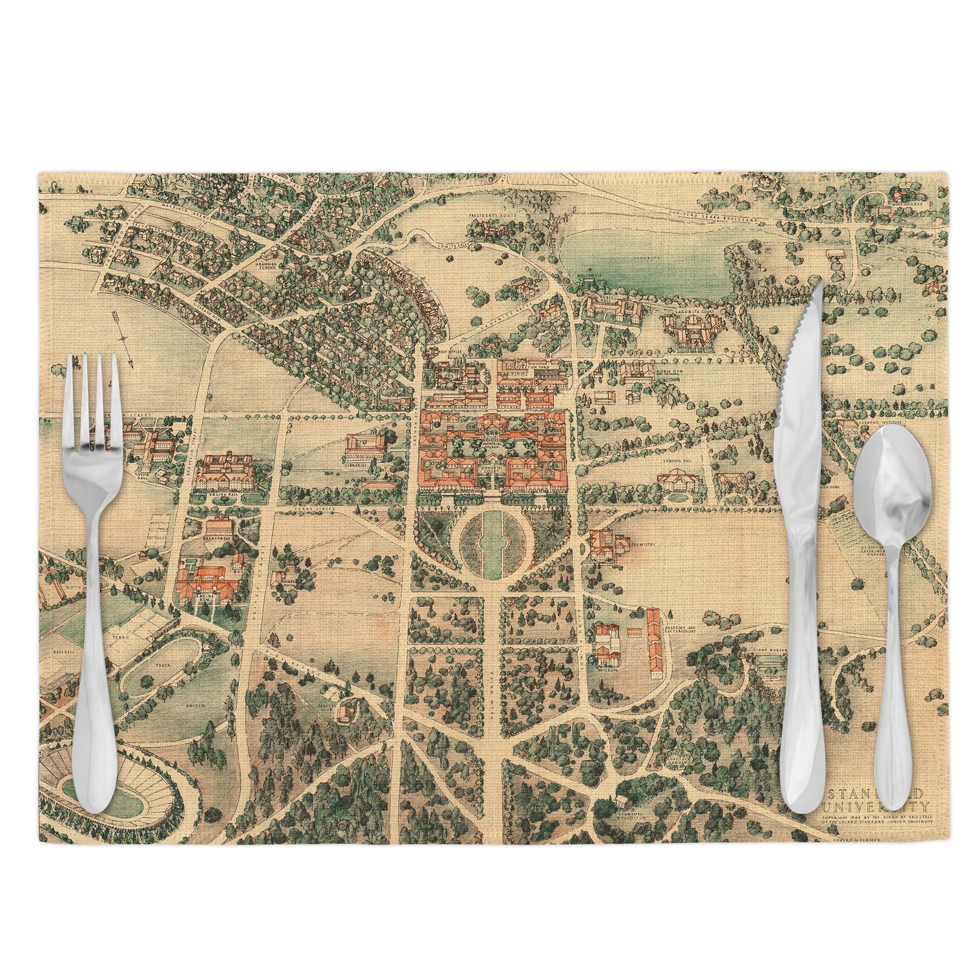 Stanford University Vintage Map Placemats Set of 4