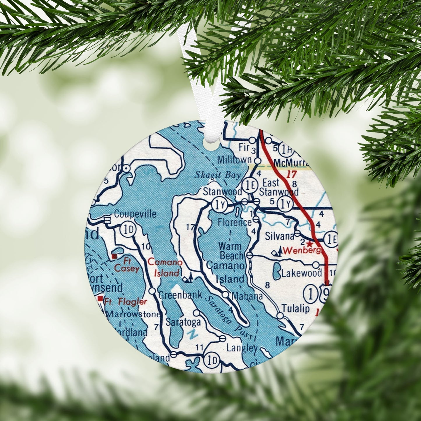 Stanwood Washington Vintage Map Ornament