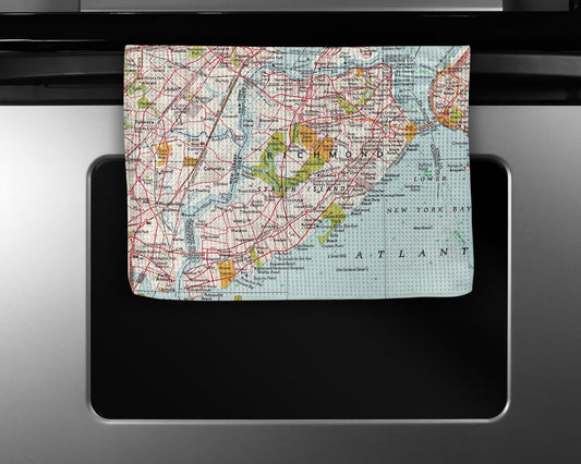 Staten Island New York Map Tea Towel | Waffle-Weave Kitchen Towel Gift