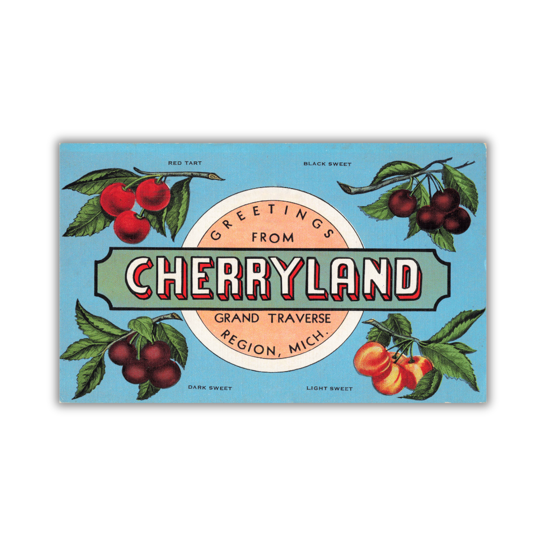 Cherryland Vintage Postcard Vinyl Sticker