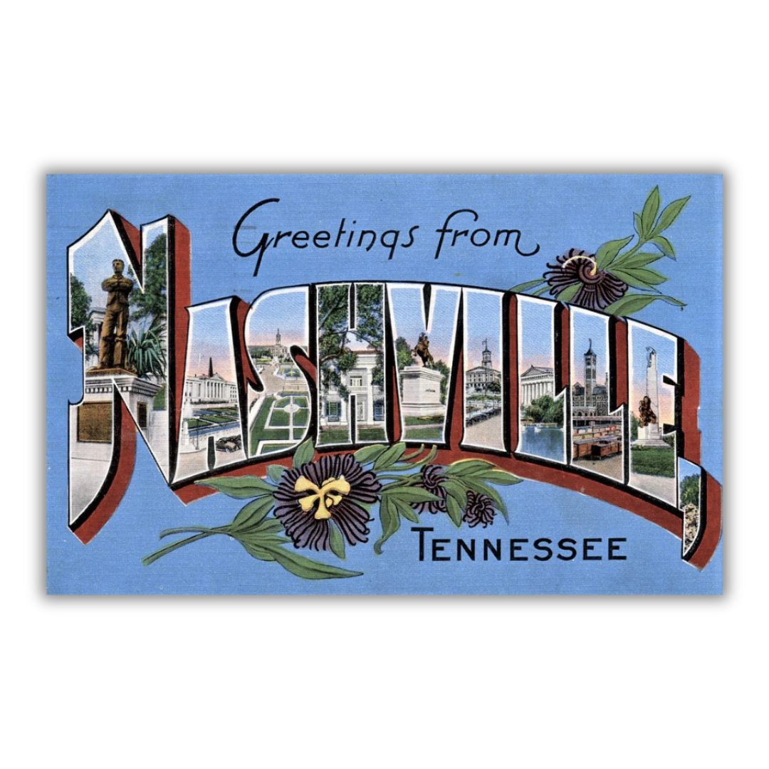 Nashville Tennessee Vintage Postcard Vinyl Sticker